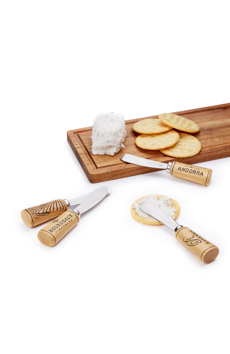 TWINE Cork Handled Cheese Spreader Set of 4, Alternate, color, Silver