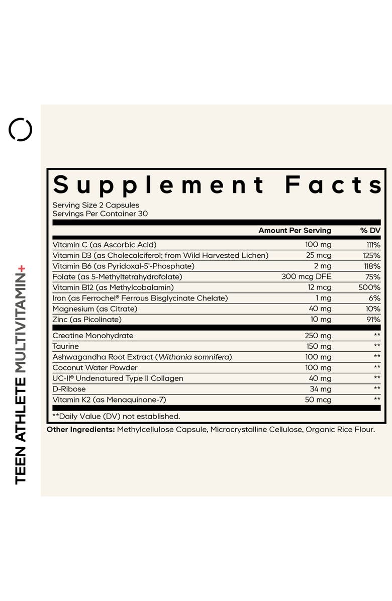 Codeage Teen Athlete Multivitamin+, Creatine, UC-II Collagen, Iron Supplement, Alternate, color,