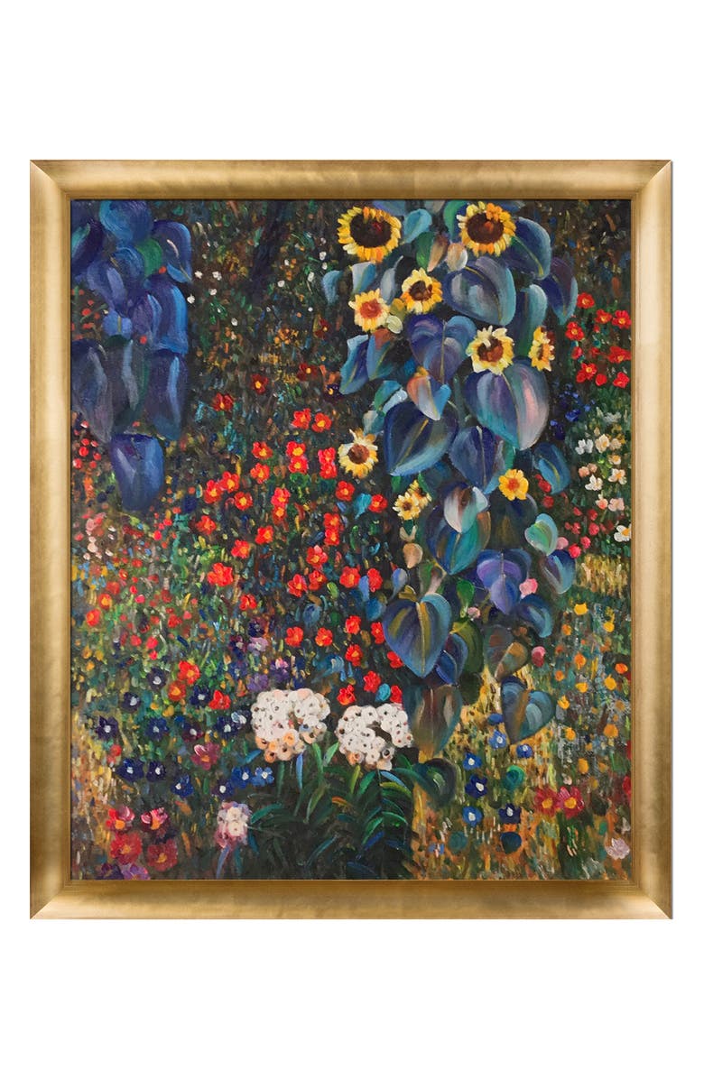 OVERSTOCK ART Farm Garden with Sunflowers by Gustav Klimt in Gold Luminoso Frame, 20" x 24", Main, color,