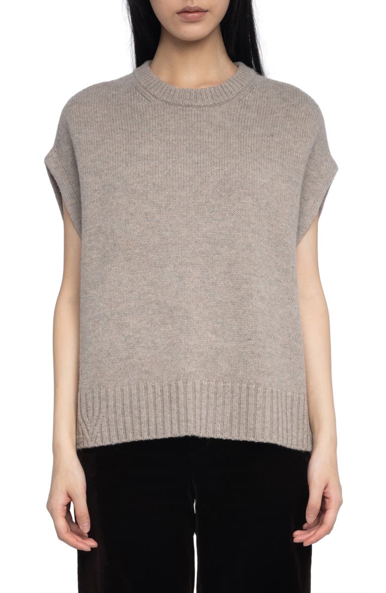 Zadig & Voltaire Darcy Short Sleeve Wool & Cashmere Sweater, Main, color,