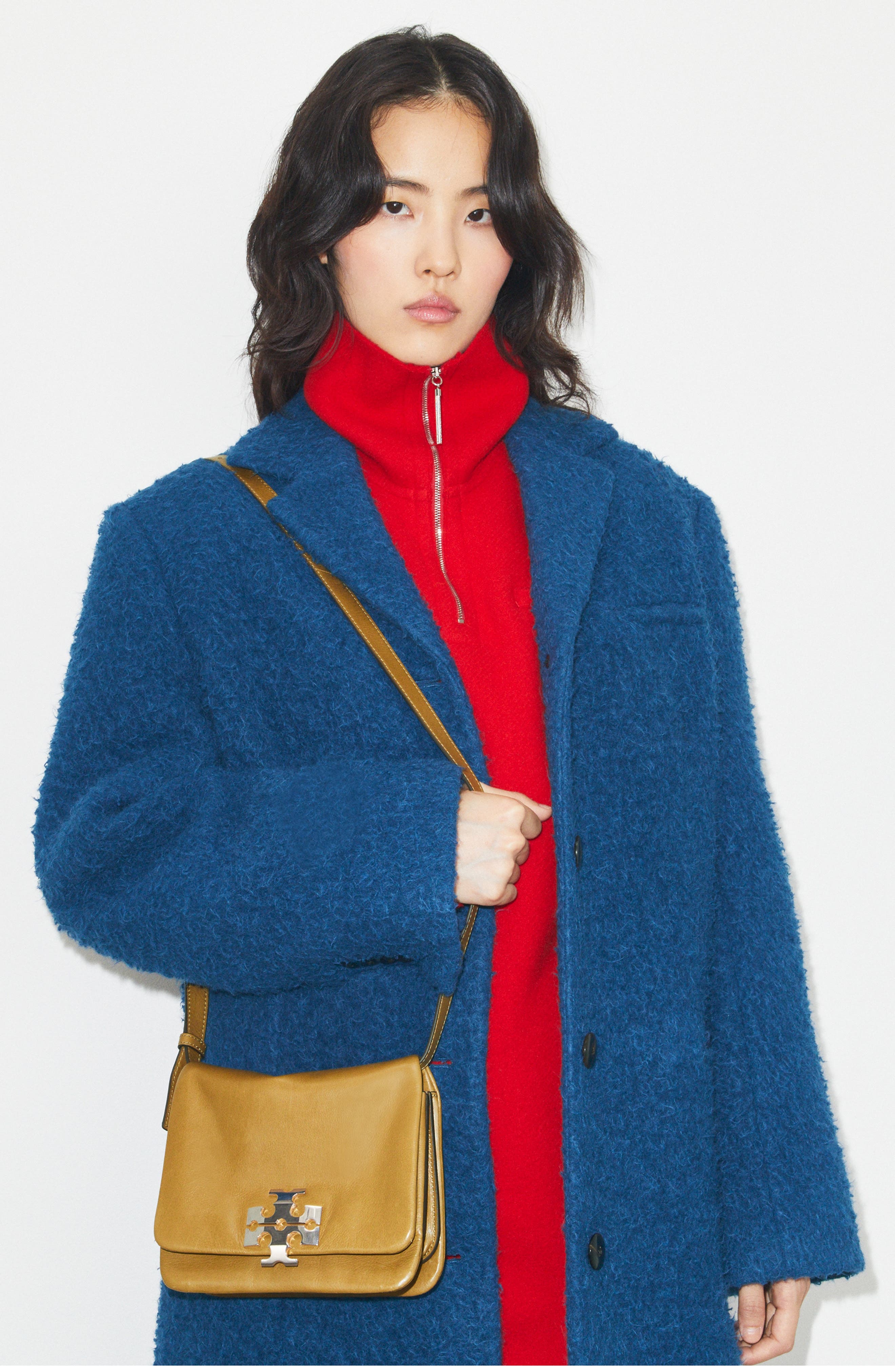 Tory Burch Kira Soft Leather Shoulder Bag, Alternate, color, Wren Brown