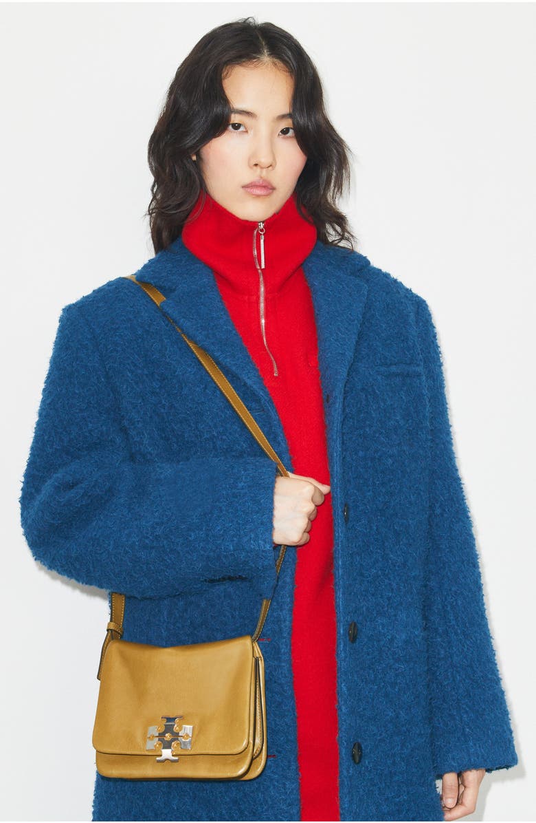 Tory Burch Kira Soft Leather Shoulder Bag, Alternate, color, Wren Brown