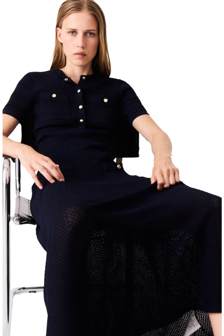 Pointelle knit maxi dress, Alternate, color, Navy