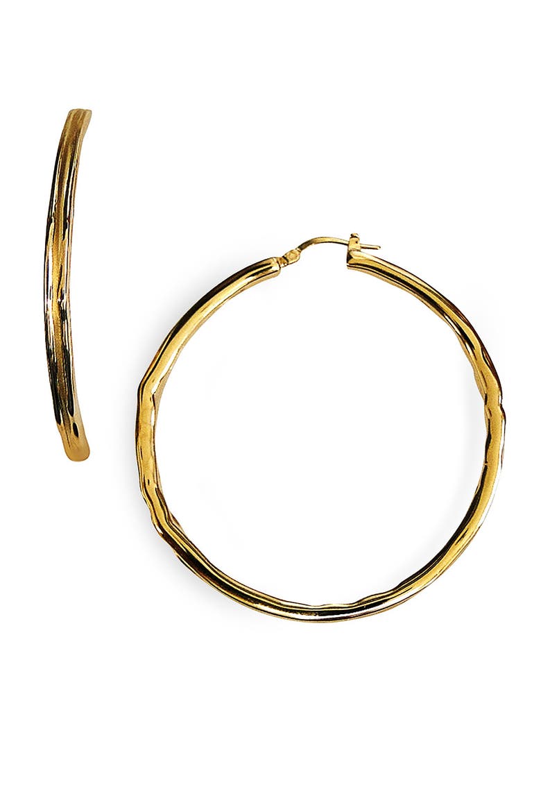 'Organza' Large Skinny Hoop Earrings, Main, color, YELLOW GOLD