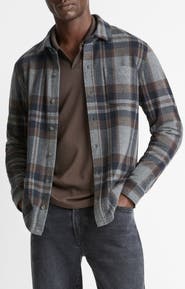 Vince Plaid Knit Shirt Jacket