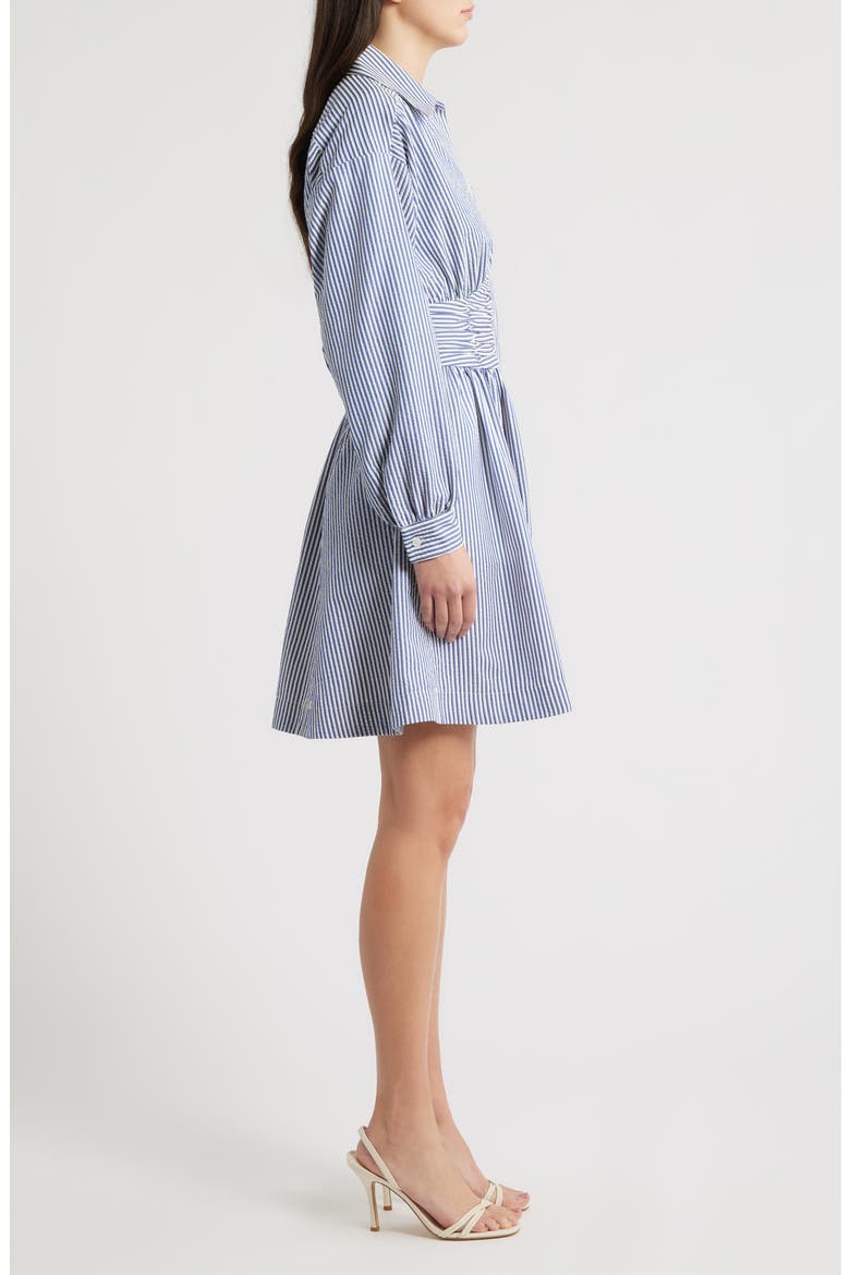 Stripe Long Sleeve Seersucker Mini Shirtdress, Alternate, color, BLUE MULTI