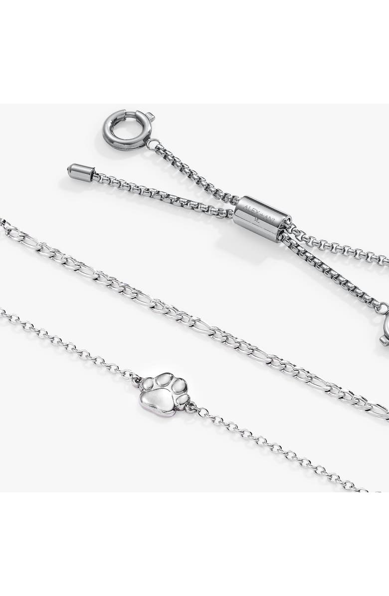 Alex and Ani Paw Stranded Bracelet Set, Alternate, color, Silver