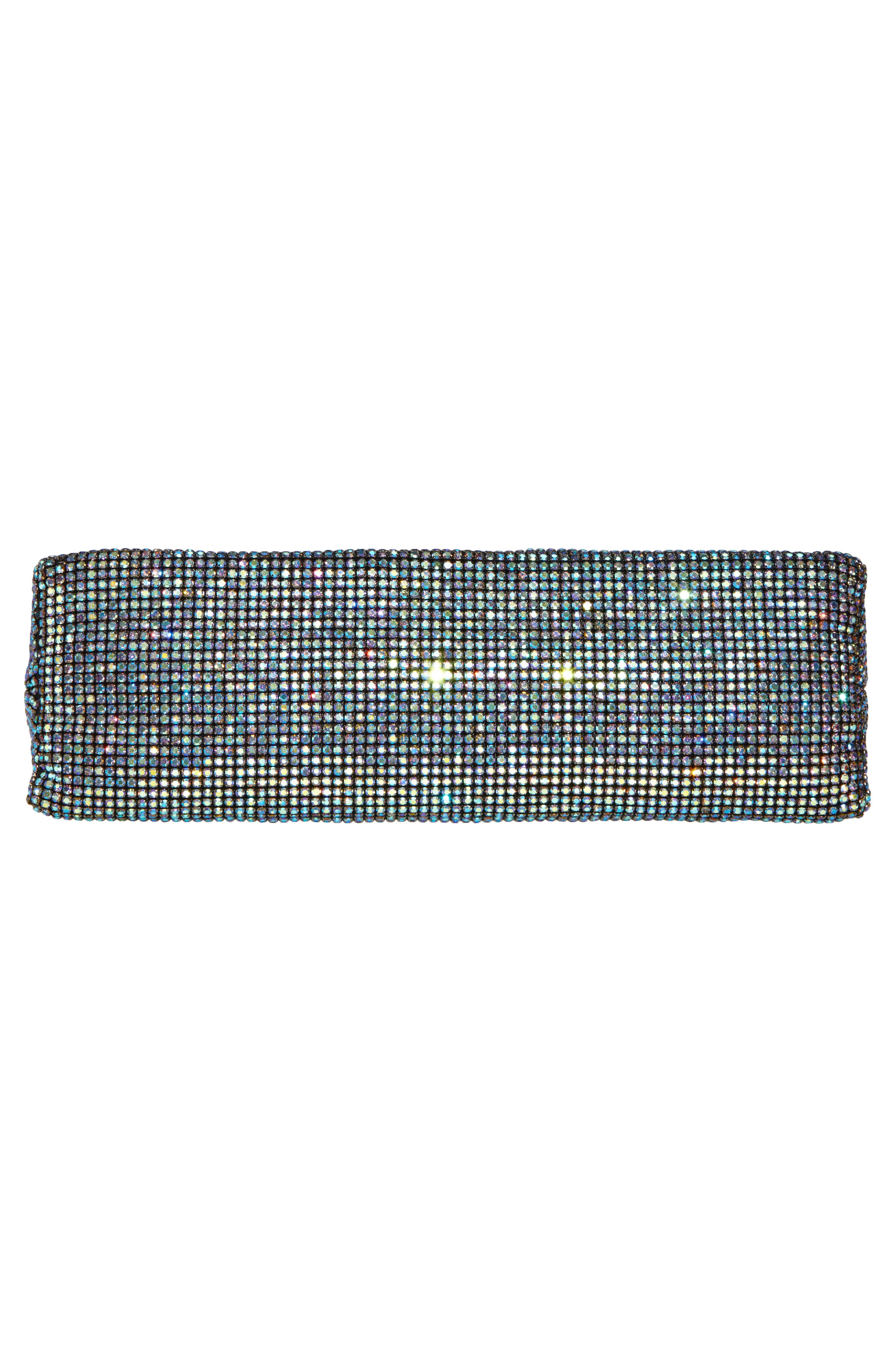 Dolce Vita Akila Crystal Mesh Foldover Clutch, Alternate, color, Blue