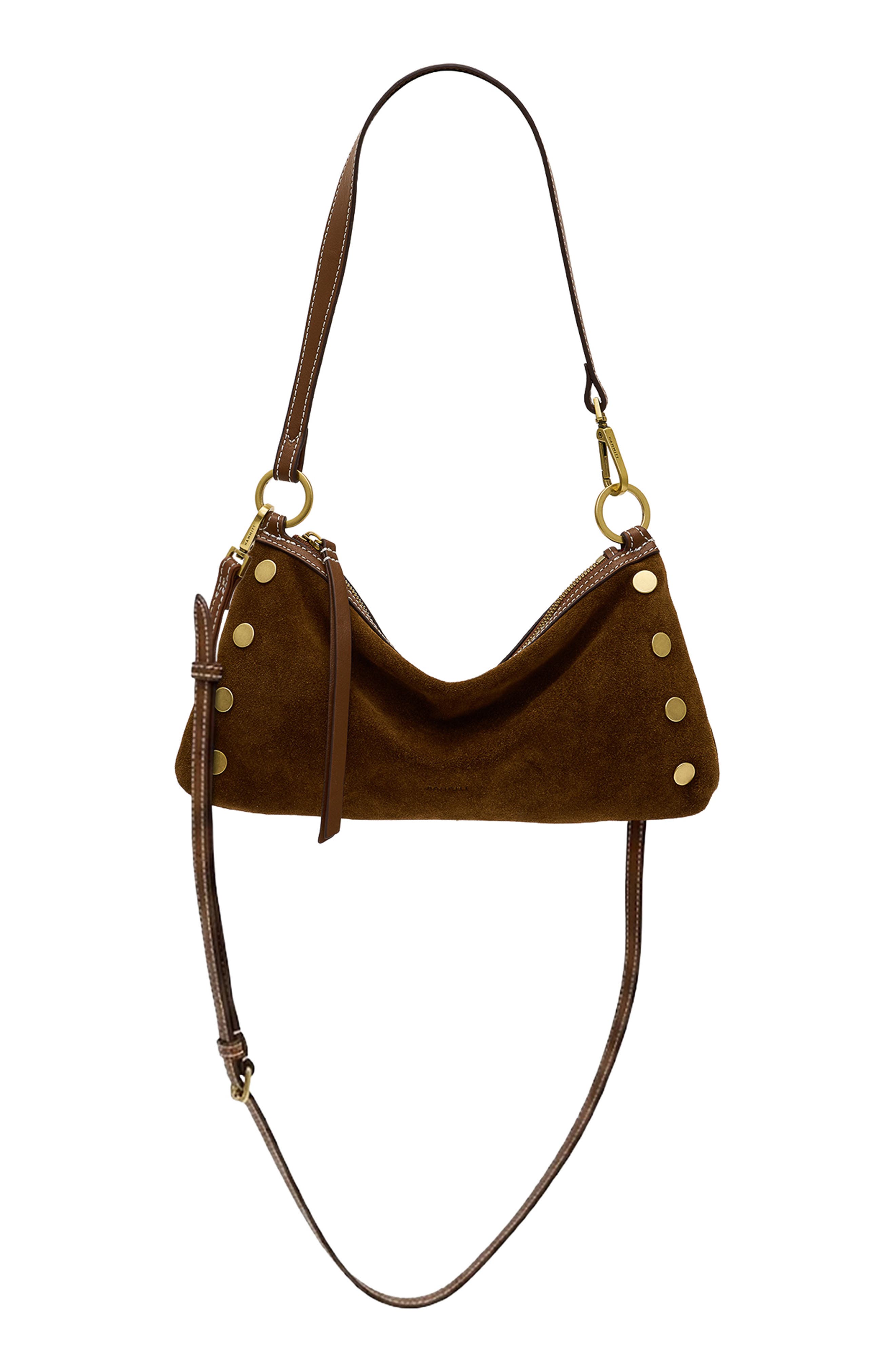 Kyle Suede Shoulder Bag, Alternate, color, CINNAMON SUEDE/ ANTIQUE GOLD
