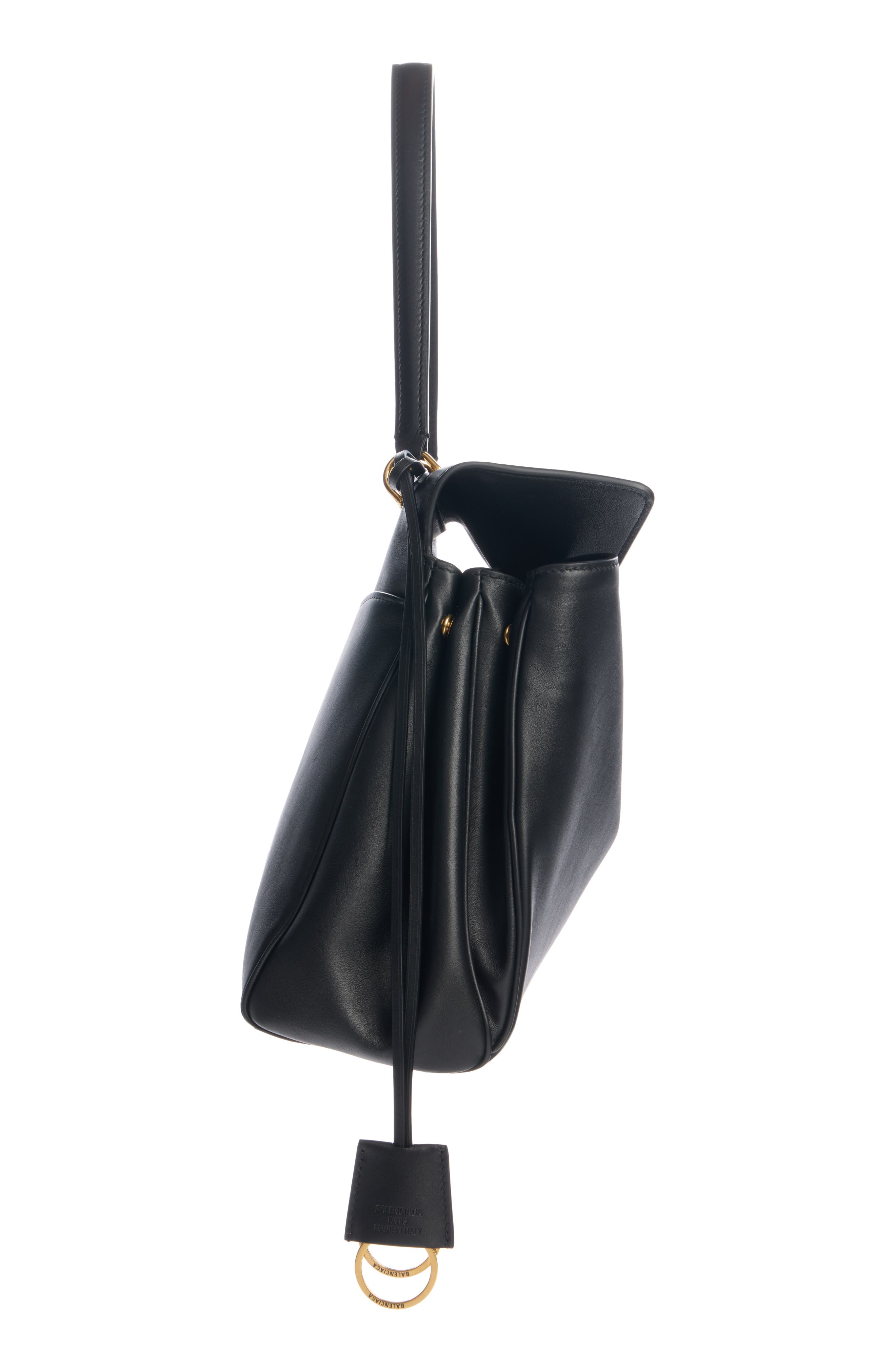 Balenciaga Medium Rodeo Leather Handbag, Alternate, color, Black