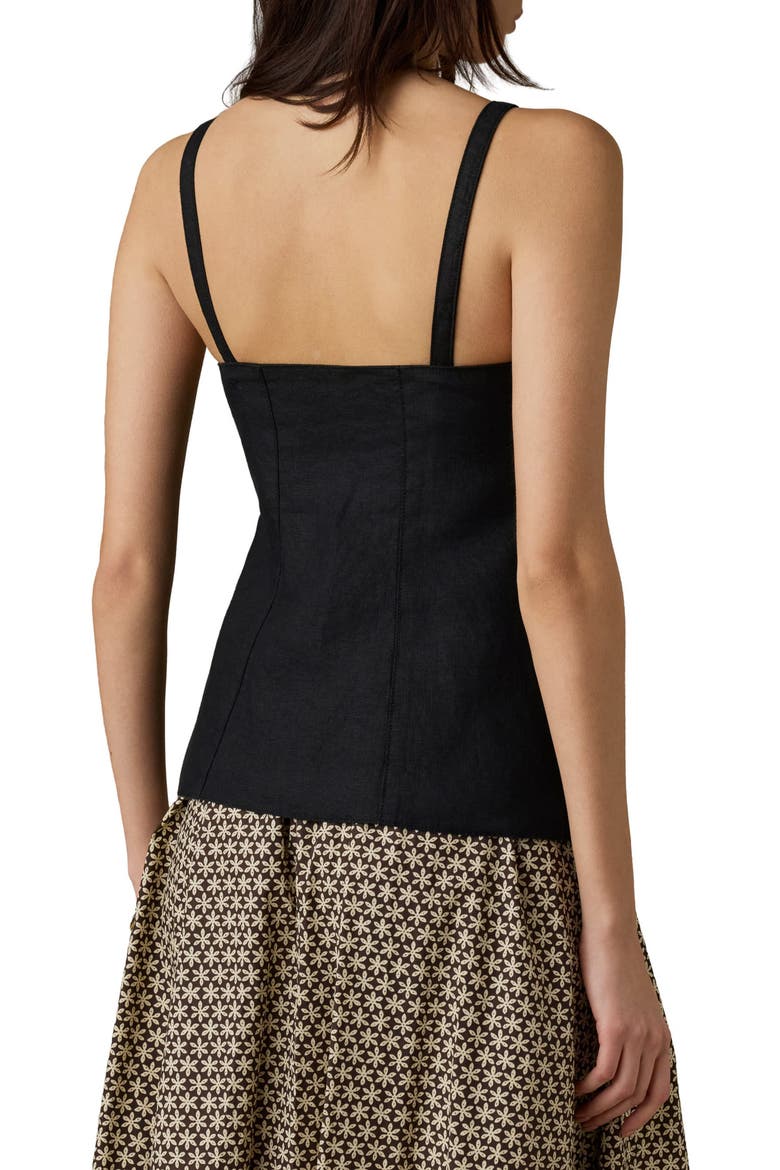 Sun Strider Milo Linen Button-Up Vest, Alternate, color, BLACK