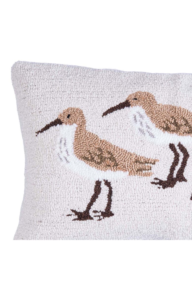 Sandpiper Trio Birds Hooked Lumbar Accent Pillow 14" x 22", Alternate, color, Brown