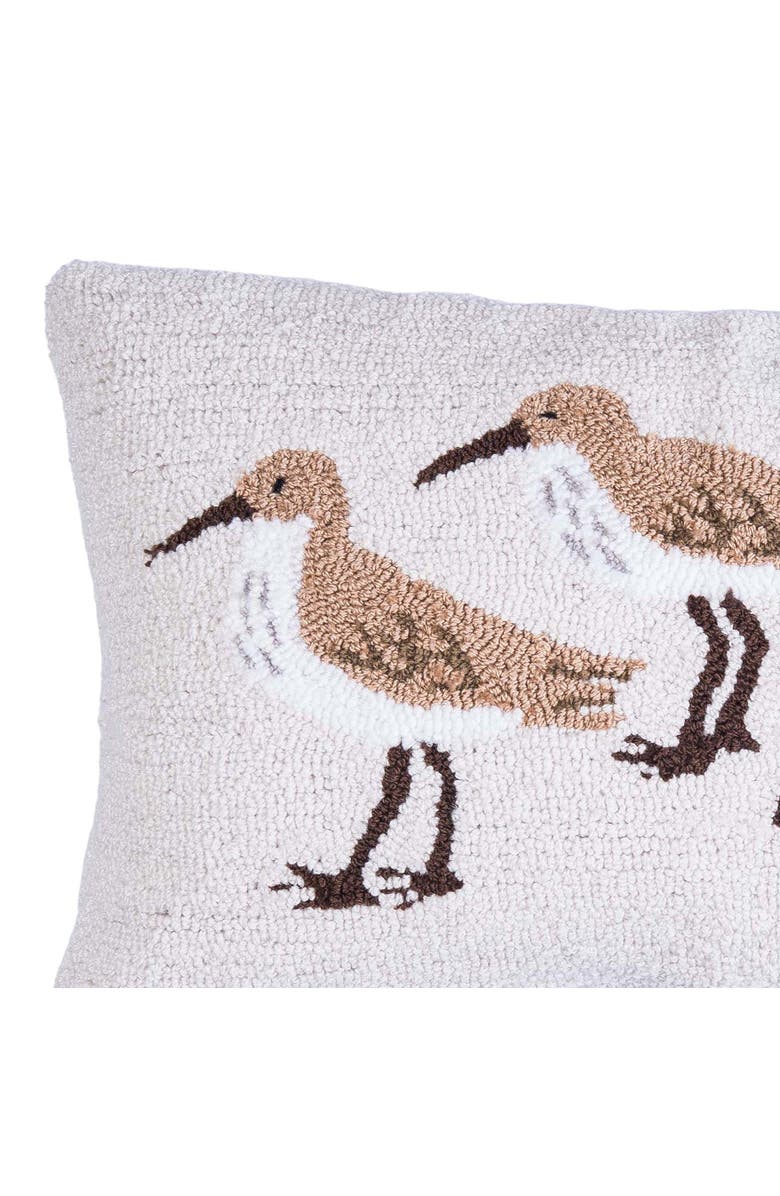 C&F Home Sandpiper Trio Coastal Hooked Throw Pillow, 14" x 22", Alternate, color, Brown