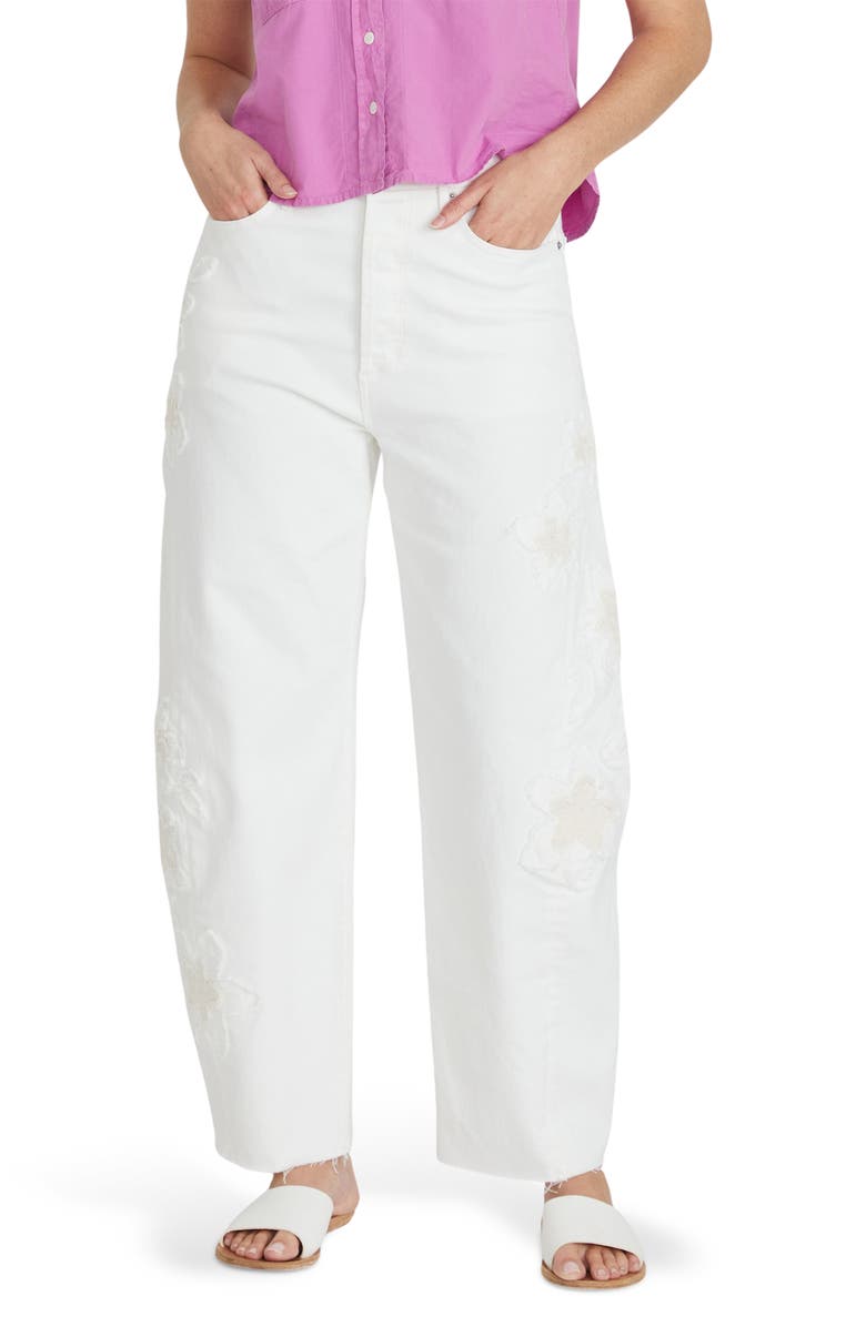 Driftwood Parker x Petunia Patchwork High Waist Wide Leg Jeans, Main, color, White