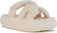 AZALEA WANG Honor Faux Shearling Platform Slide Sandal