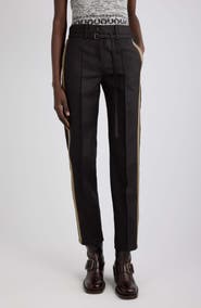 Dries Van Noten Persy Herringbone Wool Straight Leg Pants