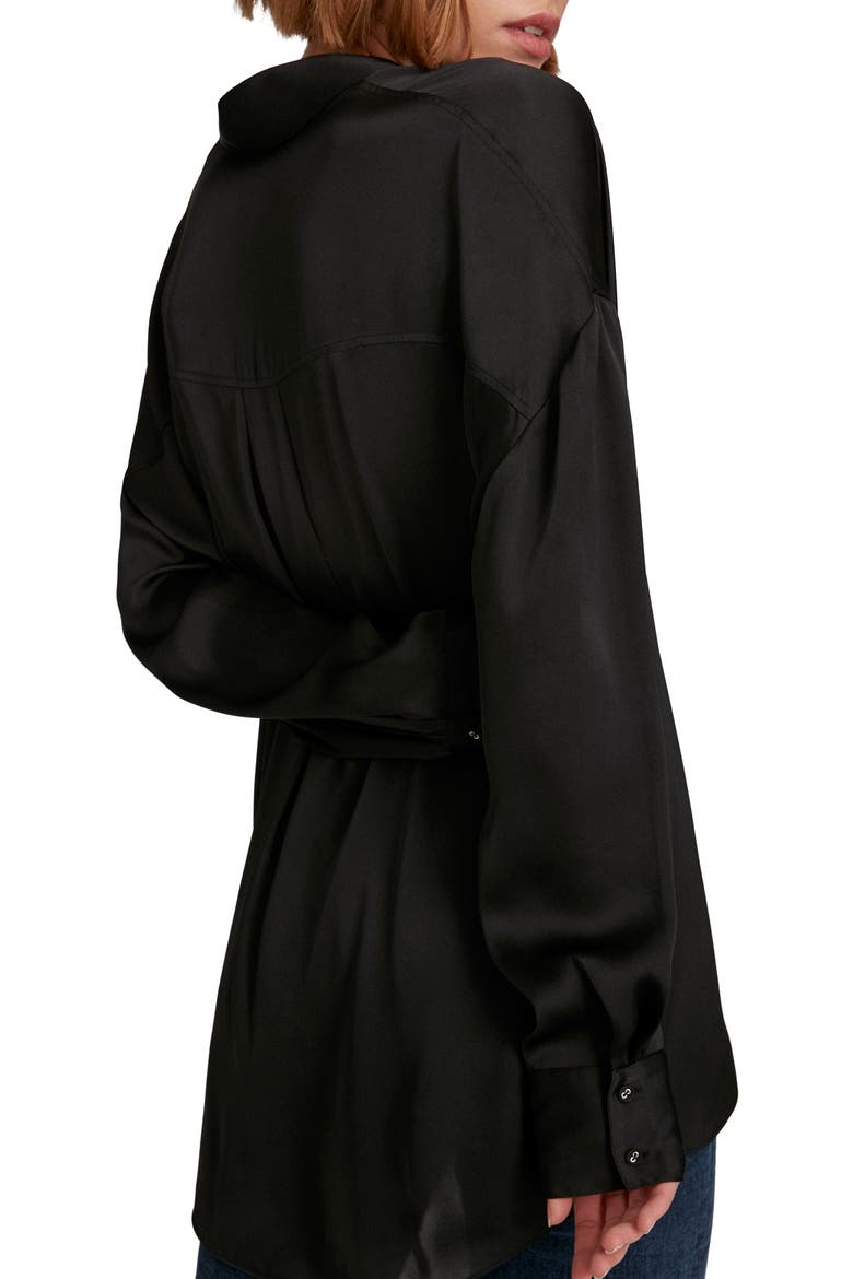 The Smooth Ex-Boyfriend Satin Shirt, Alternate, color, BLACK