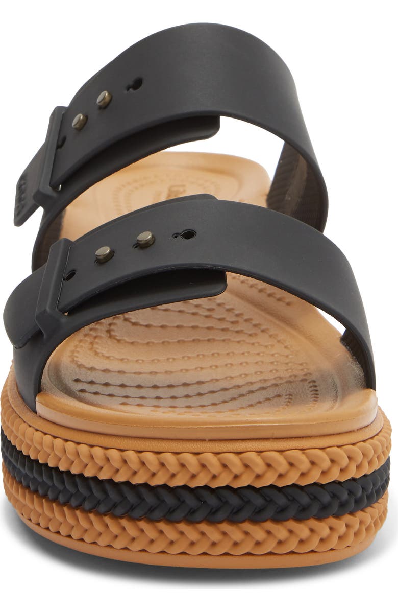 CROCS Brooklyn Buckle Wedge Slide Sandal, Alternate, color, Black