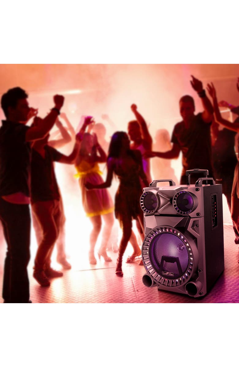 Befree Sound Rechargeable 12in Bluetooth Portable Party Speaker with Party Lights, Alternate, color, Grey