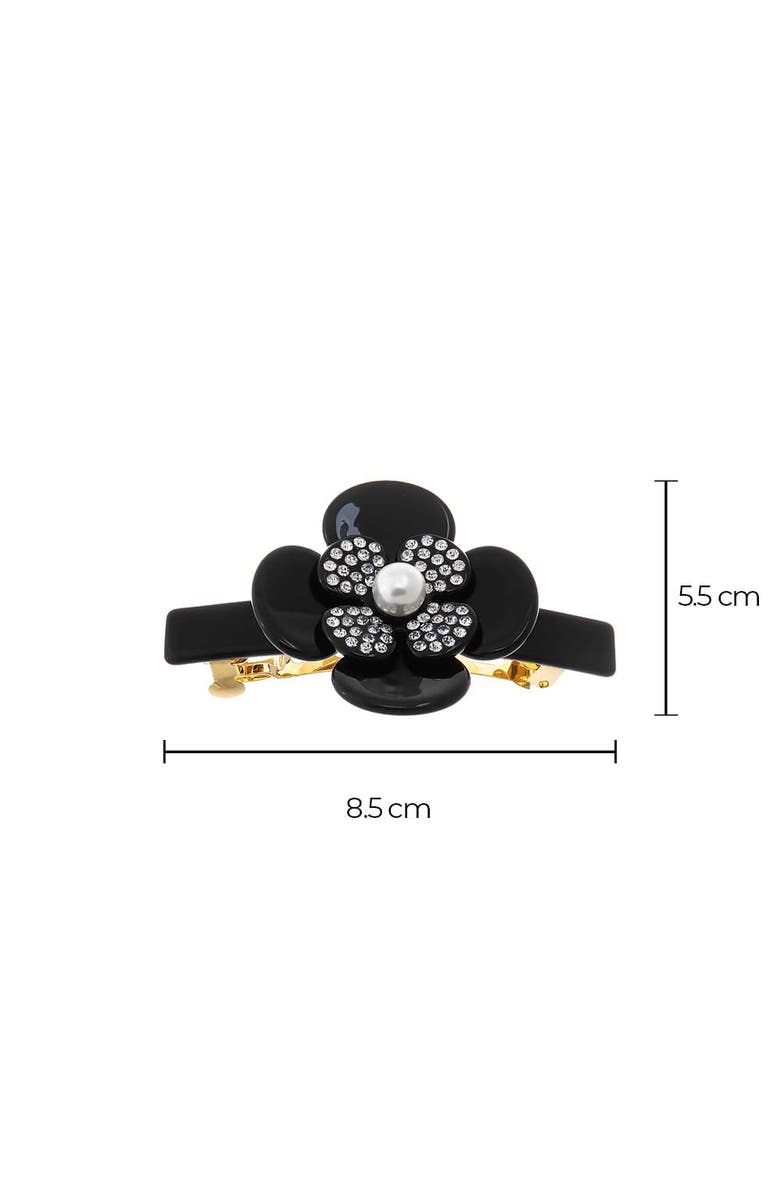 BY ADINA EDEN Pearl Flower W/ Rhinestone Black Hair Barrette, Alternate, color, Black