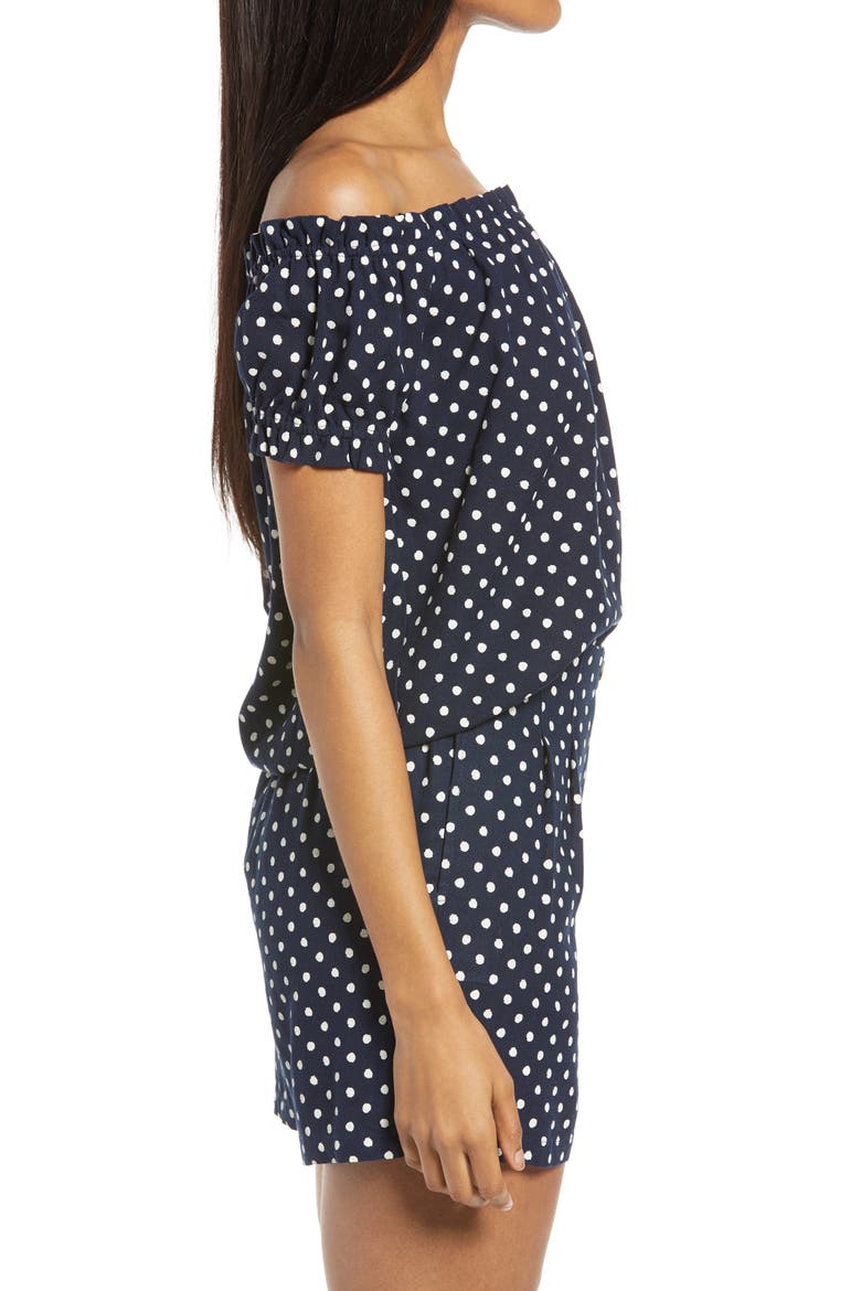 Off the Shoulder Top, Alternate, color, NAVY BLAZER AOP BIRCH DOT