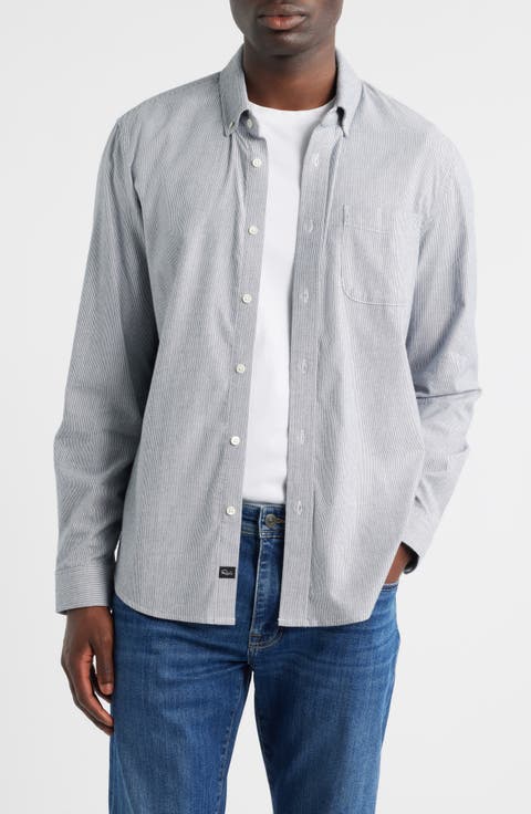 Vance Stripe Cotton Blend Button-Down Shirt