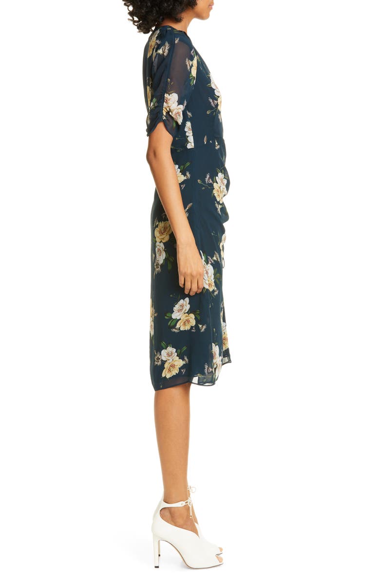 NICHOLAS Floral Print Silk Tea Dress, Alternate, color, 