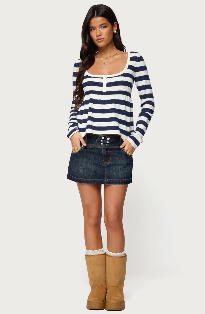 EDIKTED Lockie Stripe Knit Babydoll Top, Alternate, color, 