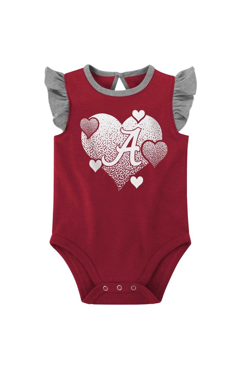 Outerstuff Girls Newborn & Infant Crimson/Gray Alabama Crimson Tide Spread the Love 2-Pack Bodysuit Set, Alternate, color,