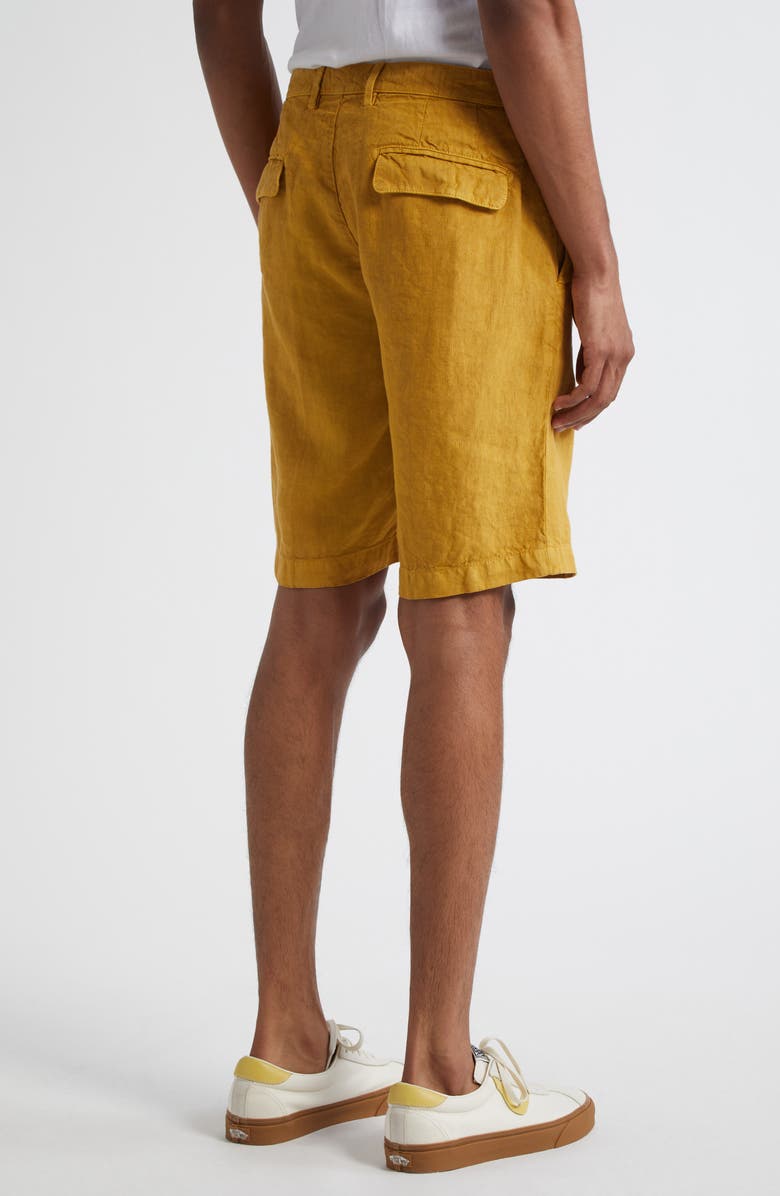 Massimo Alba Alaccia Pleated Linen Bermuda Shorts, Alternate, color, Mostarda