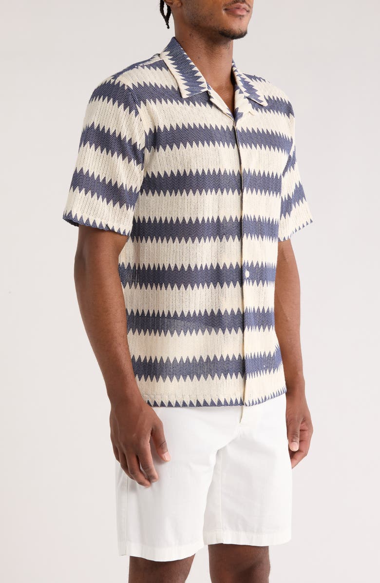 PacSun Stripe Textured Cotton Blend Camp Shirt, Alternate, color, 