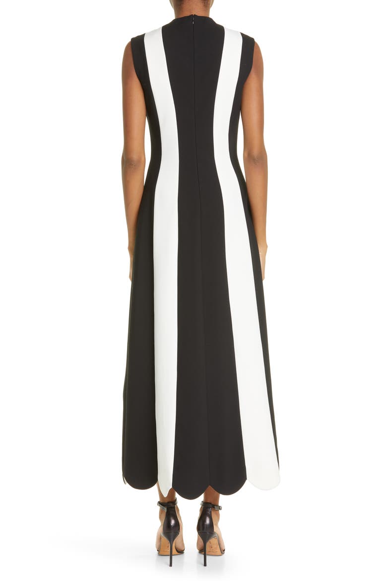 Colorblock Sleeveless Stretch Twill Midi Dress, Alternate, color, BLACK/ IVORY
