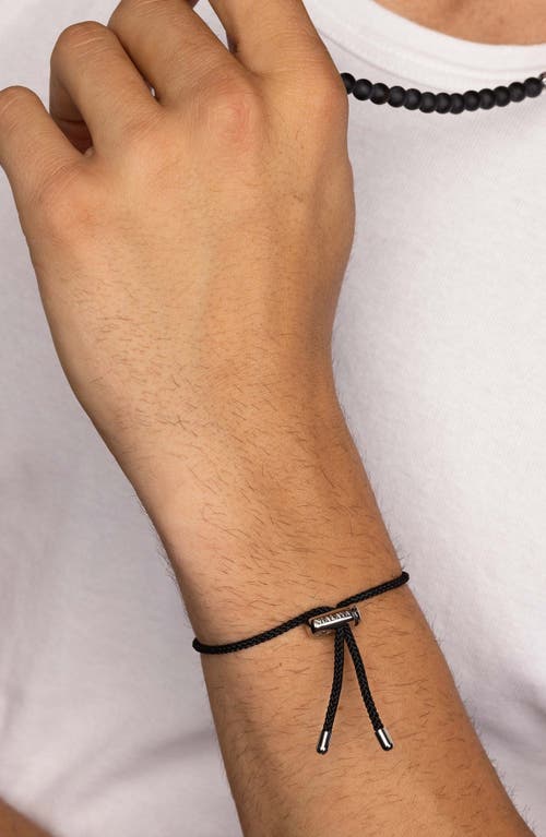 Nialaya Black String Adjustable Silver Lock Bracelet In Black