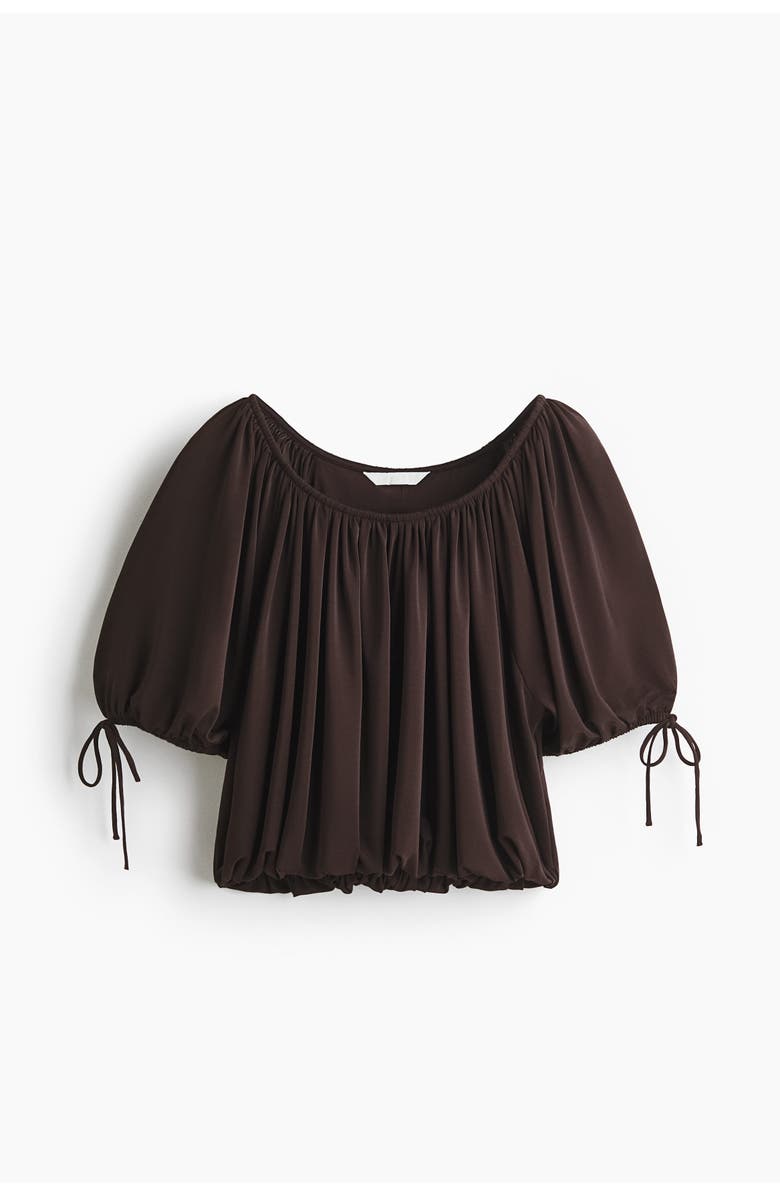 H&M Draped Drawstring-detail Top, Main, color, Dark Brown