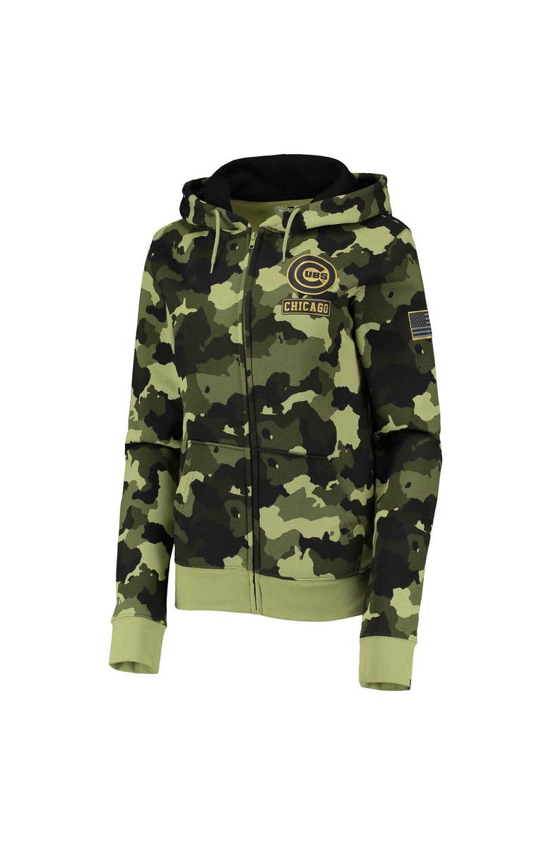 New Era Women's New Era Green Chicago Cubs 2022 MLB Armed Forces Day Camo Full-Zip Hoodie, Alternate, color, Green