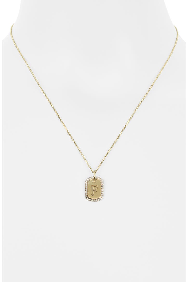 Diamond Initial Dog Tag Pendant Necklace, Alternate, color, YELLOW-F