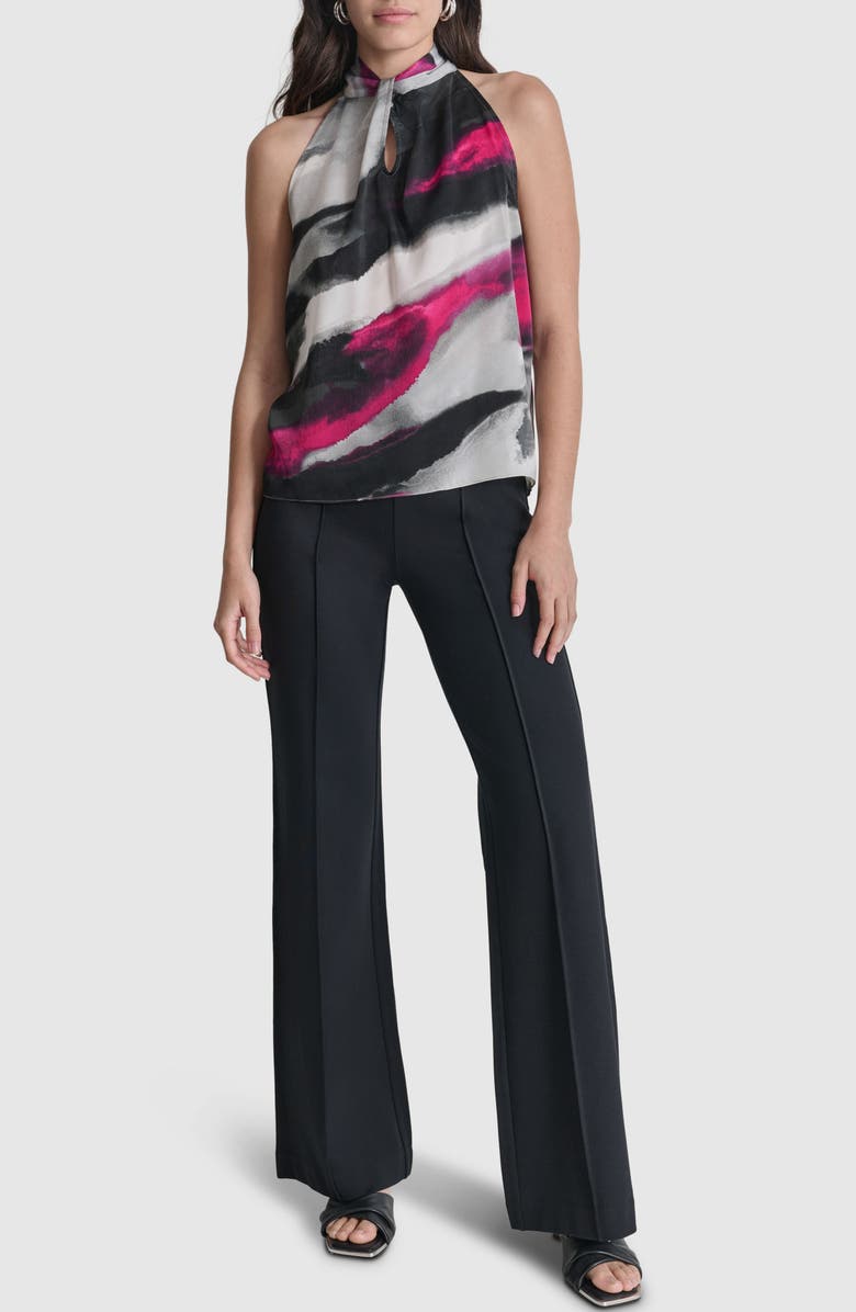DKNY Abstract Print Sleeveless Satin Top, Alternate, color, 