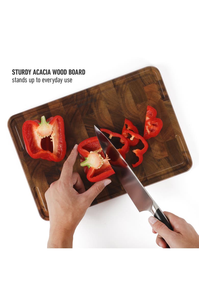 Edge Guard End Grain Acacia Wood Butcher Block Reversible Cutting Board, Alternate, color, Natural