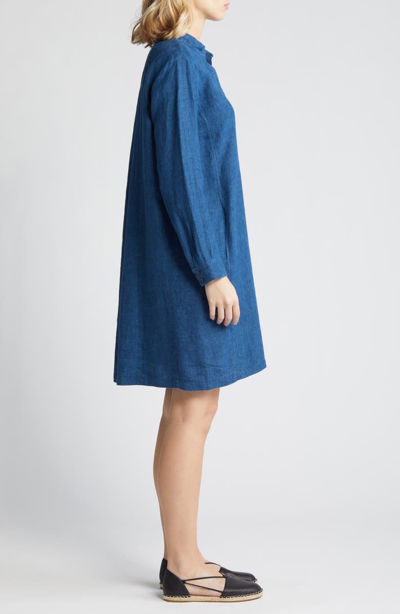 Eileen Fisher Long Sleeve Organic Linen Shift Dress, Alternate, color, 