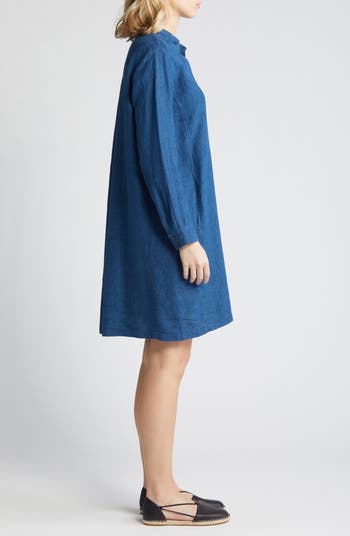 Long Sleeve Organic Linen Shift Dress