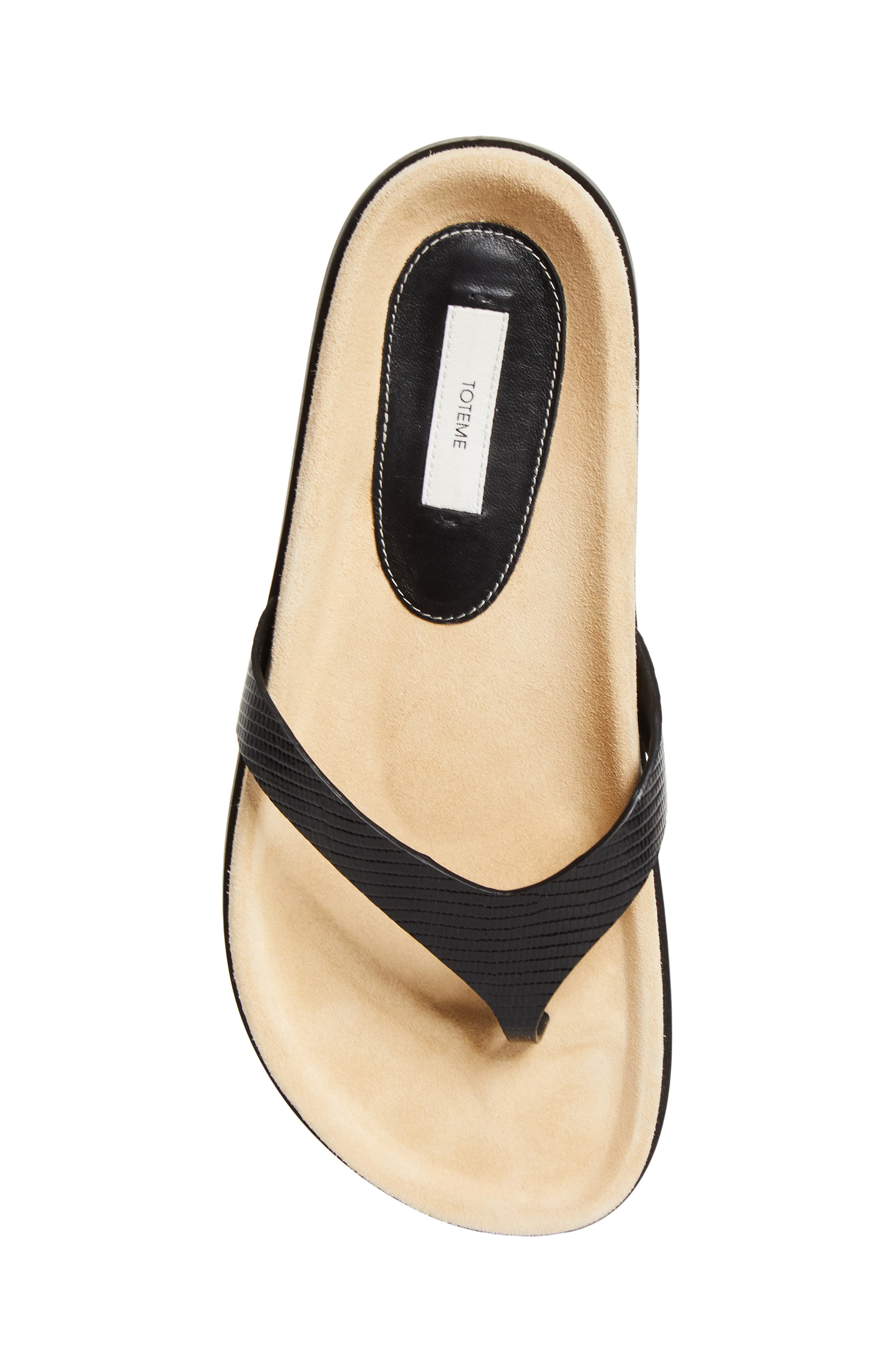 Lizard Embossed Flip Flop, Alternate, color, BEIGE/ BLACK
