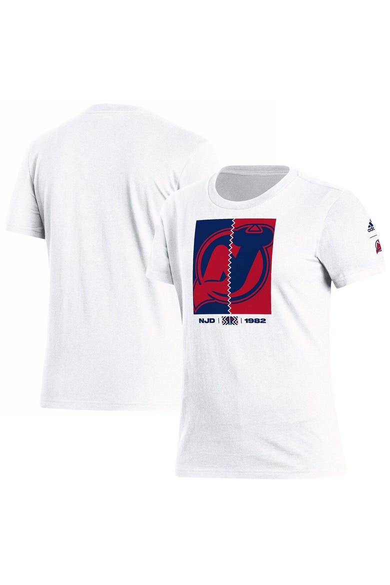 Women's adidas White New Jersey Devils Reverse Retro 2.0 Playmaker T-Shirt, Main, color, White