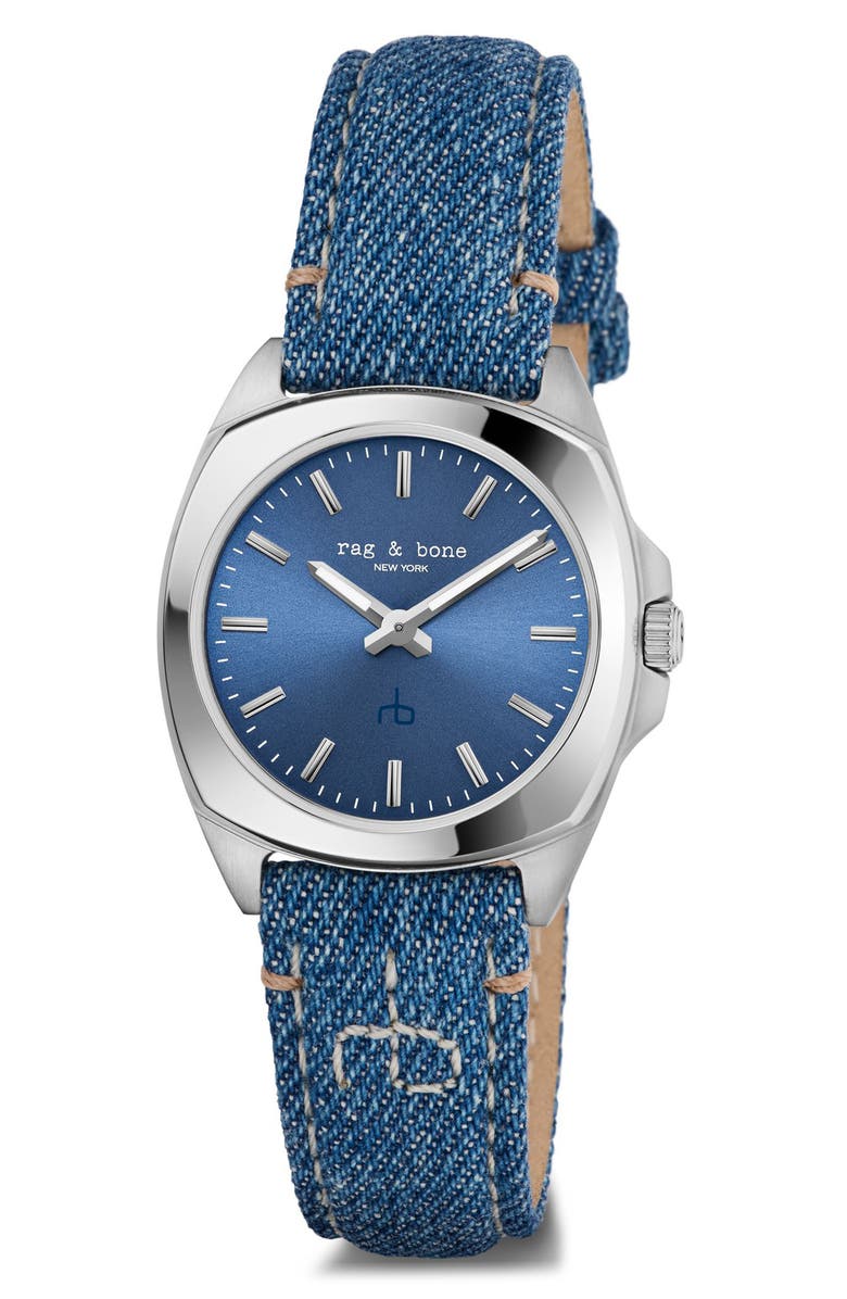 rag & bone Bleeker Denim Strap Watch, 30mm, Alternate, color,