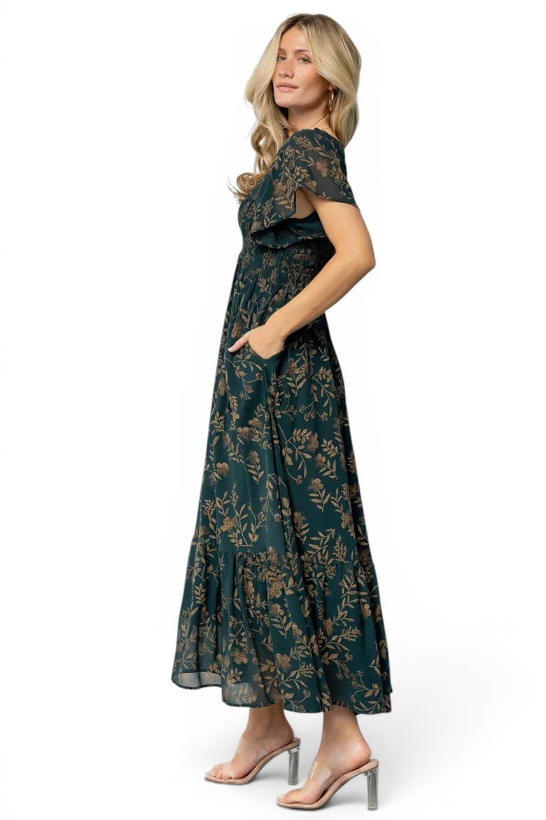 Monica Smocked Dress, Alternate, color, Deep Topaz + Gold