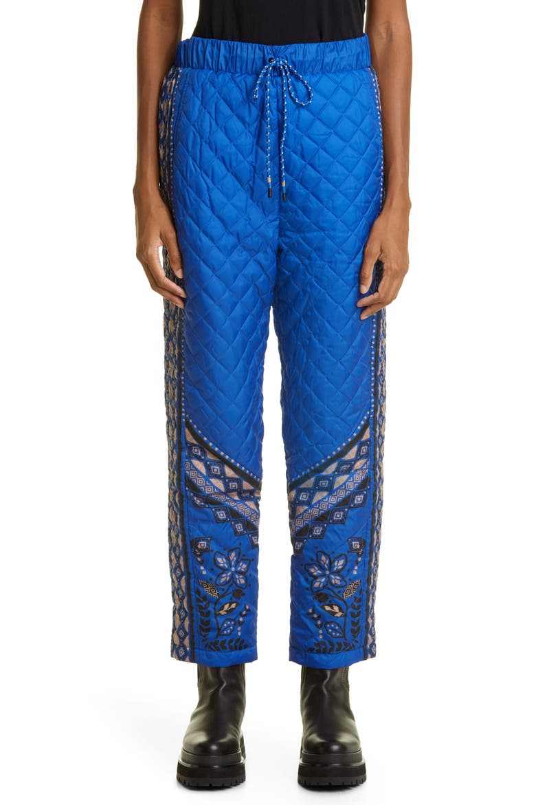 Macaw Forest Quilted Ankle Pants, Main, color, MACAW FOREST BLACK