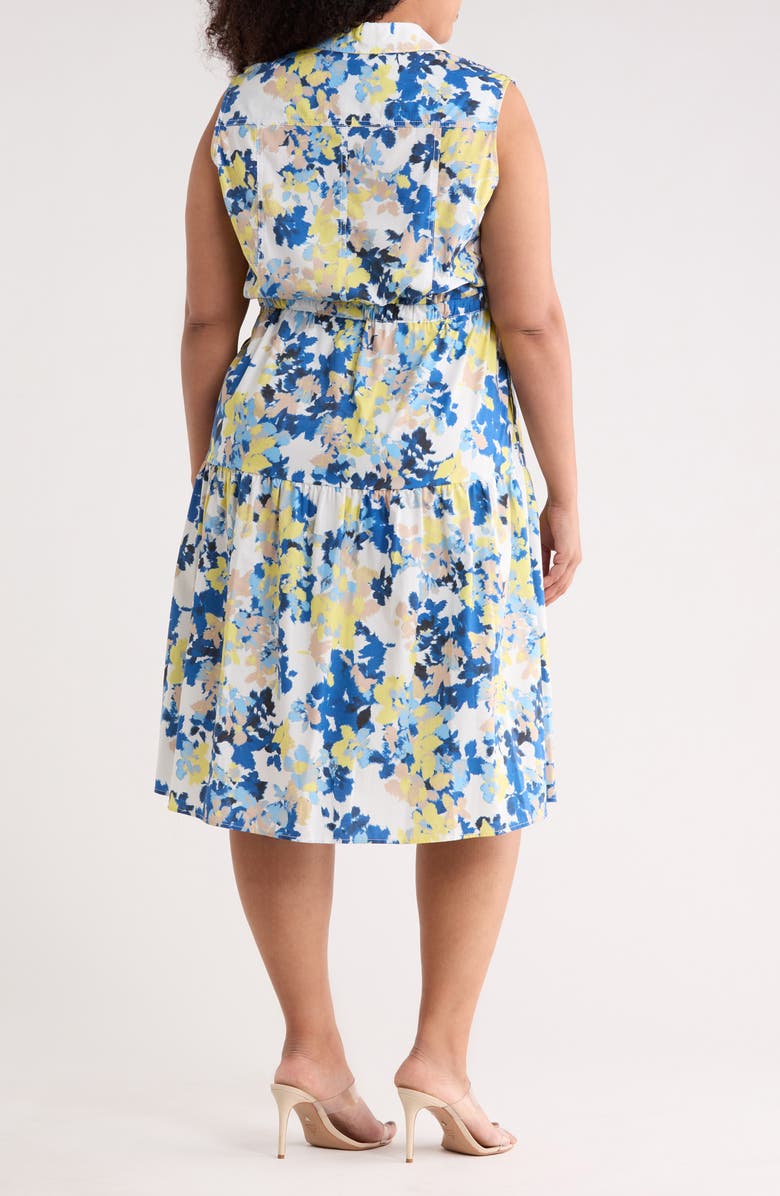 Calvin Klein Floral Cap Sleeve A-Line Midi Dress, Alternate, color, Pear Multi