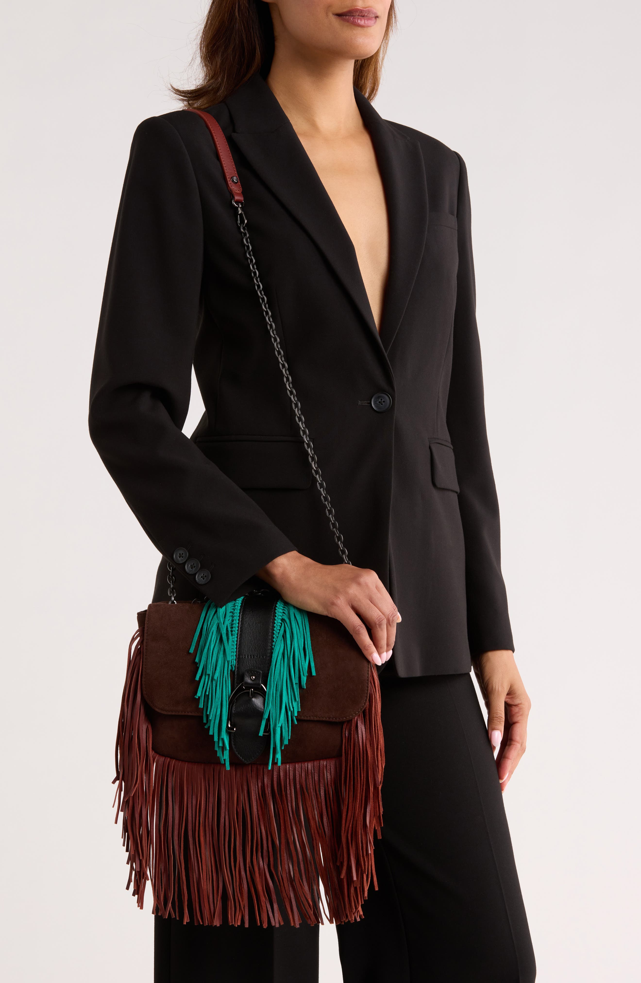 Longchamp Small Amazone Convertible Crossbody Bag, Alternate, color, Ebony