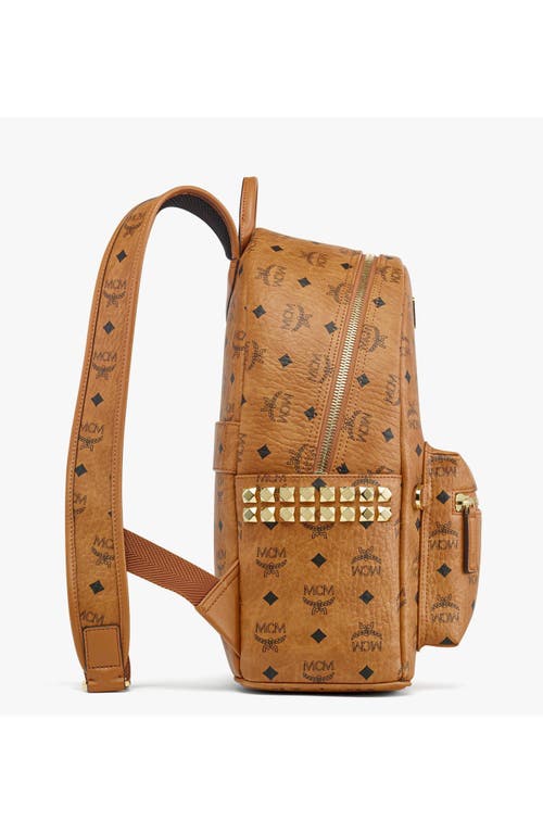 Mcm Visetos Logo-print Stark Studded Backpack In Brown
