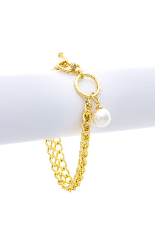 Rivka Friedman Faux Pearl Double Chain Bracelet In White