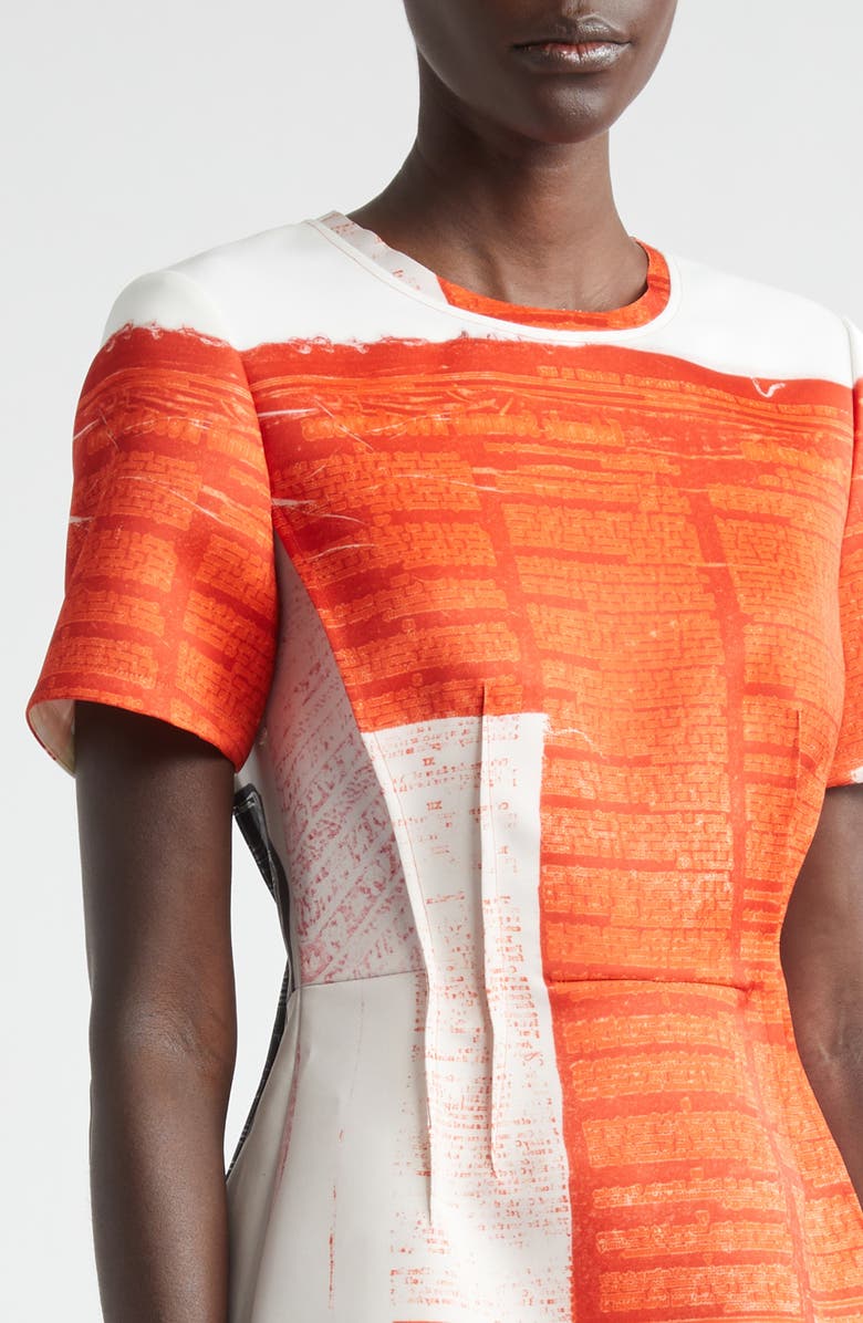 Jason Wu Collection Collage Print Matte Duchesse Satin Minidress, Alternate, color, Red Multi